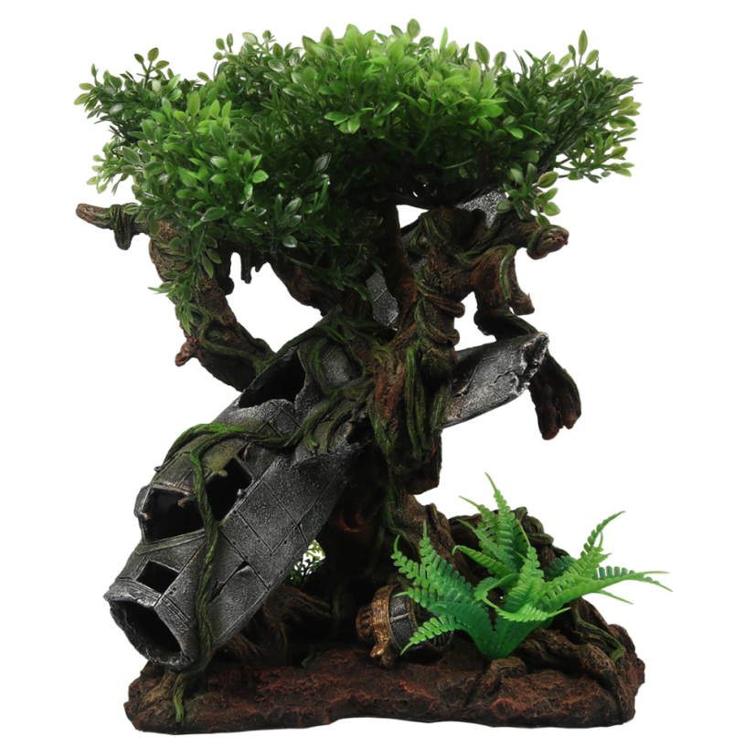 DUVO Tera dekorace vrak letadla ve stromech