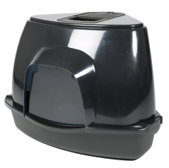 DUVO Toaleta Prism rohová černá s filtrem 56x70x46cm