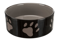 Keramická miska, hnědá / tmavě šedá + motiv tlapky, 1,4l, 20cm Trixie