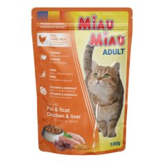 
                                    Miau Miau Cat kuřecí a játra, kapsa 100 g
                                