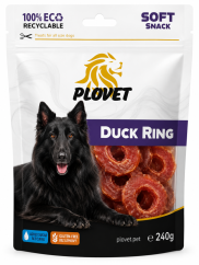 PLOVET Dog Kachní kroužky 240g