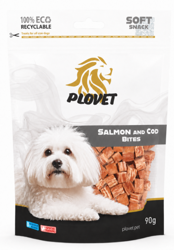 PLOVET Dog Kostky z lososa a z tresky 90g