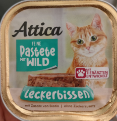 Attica paštika pro kočky se zvěřinou 100g