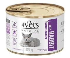 4Vets Cat Natural Simple Recipe sterilised with Rabit 185 g