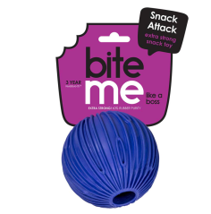 DUVO Hračka tvrdá gumy míč na pamlsky vroubkatý modrý 9cm.