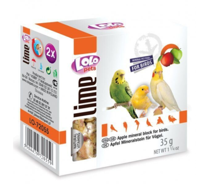 LOLOpets LIME jablečný minerální kámen pro ptáky 35g