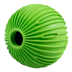 DUVO Hračka tvrdá gumy míč na pamlsky vroubkatý zelený 9cm.