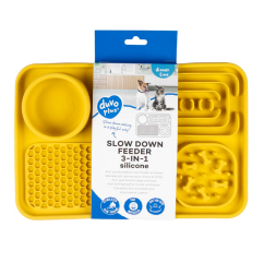 DUVO Lízací podložka 3v1 žlutá 31x21cm.