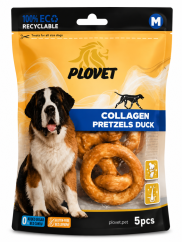 PLOVET Collagen Pretzels Duck 5 ks – kolagenové preclíky s kachnou pro psy