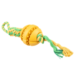 DUVO Hračka bavlněná přetahovadlo + tvrzená guma s míčem žlutozelené 33cm.
