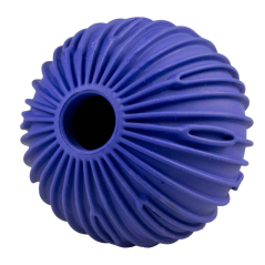 DUVO Hračka tvrdá gumy míč na pamlsky vroubkatý modrý 9cm.