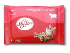 Kapsičky My Love Cat s telecím v omáčce 4x100g