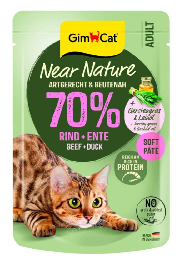 GimCat Near Nature hovězí a kachna 85 g kapsička pro kočky