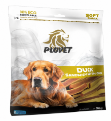PLOVET Dog Kachní sendvič s treskou 90