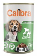Calibra Dog konzerva jehněčí, kuřecí a hovězí v želé 1240g