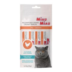 Miau Miau Creamy Snacks Cat kuřecí 15 g (4 pack)