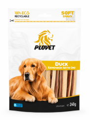 PLOVET Dog Kachní sendvič s treskou 240g